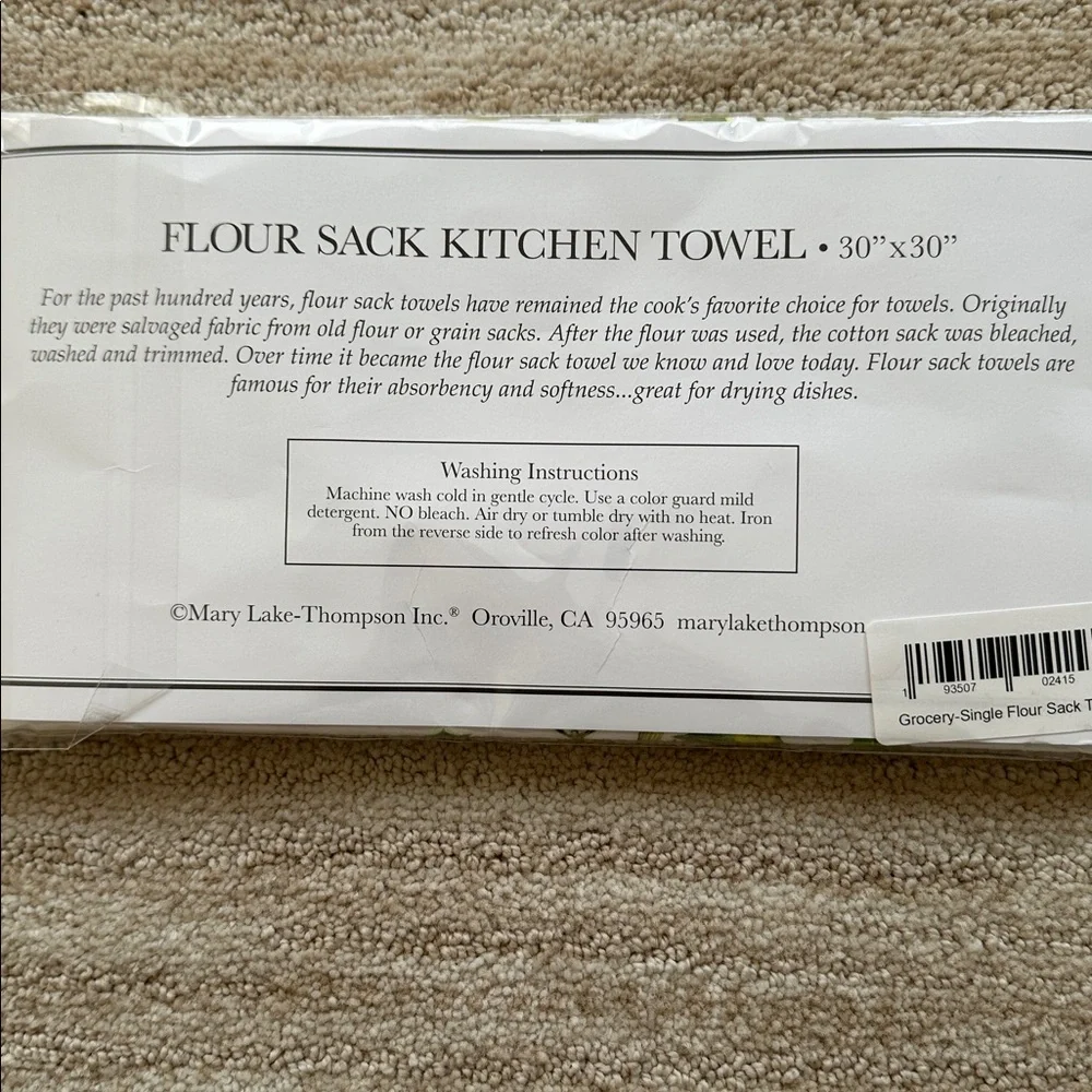 Mary Lake-Thompson Kitchen Flour Sack Dish Towel Holly Berries Watering Can